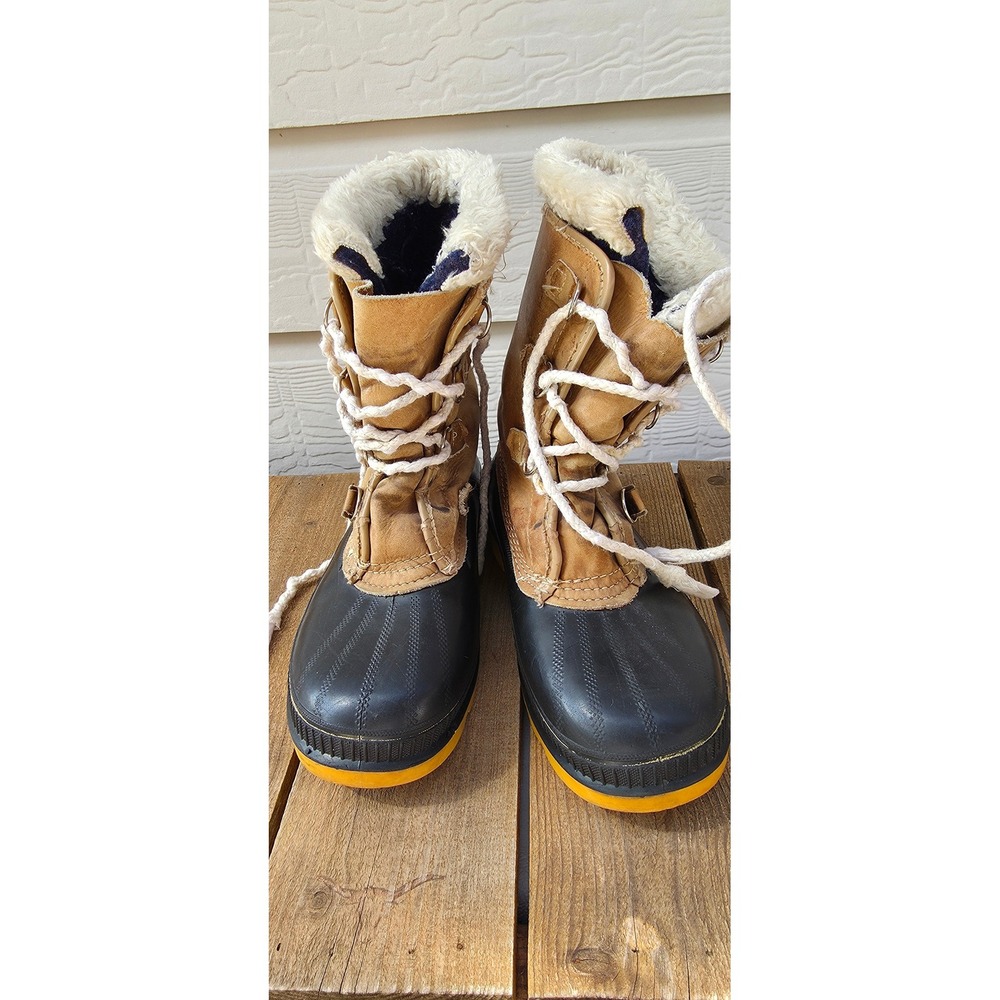 Vintage Thom McAn Canada Weather Beaters Leather Duck Boots Mens 9 Tan Black
